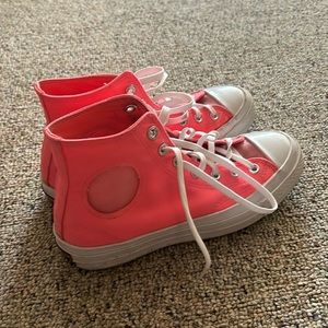 Neon Pink converse all stars